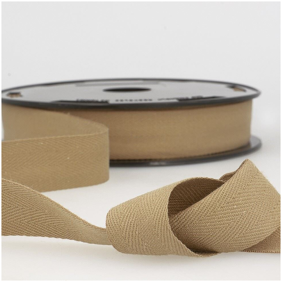 Stephanoise 25mm Cotton Herringbone Twill Tape Taupe - per metre