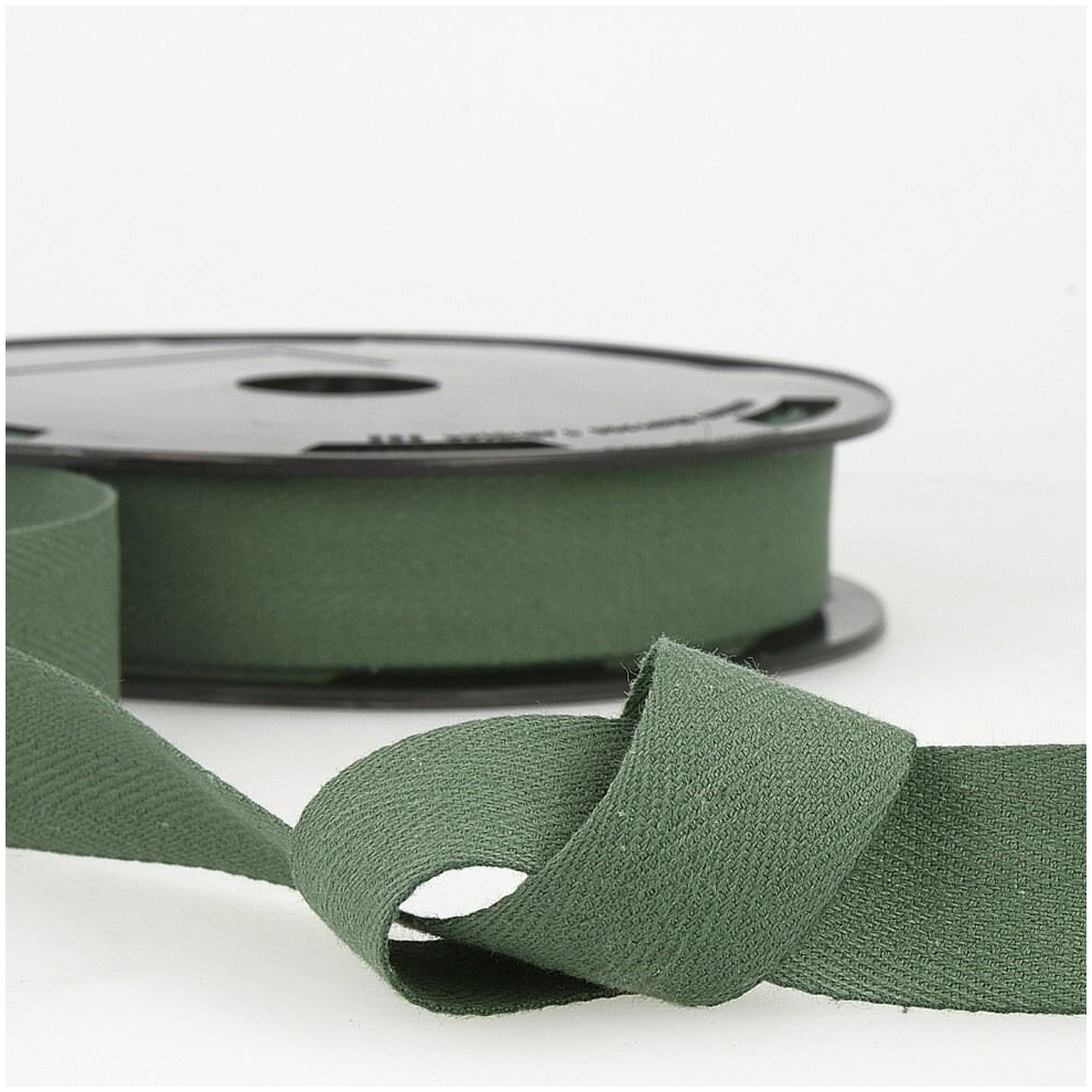 Stephanoise 11mm Cotton Herringbone Twill Tape Bottle Green - Per Metre