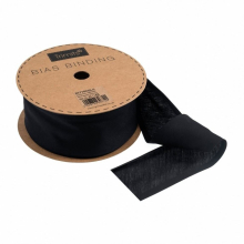Essential Trimmings 50mm Polycotton Bias Binding Tape Black - per metre