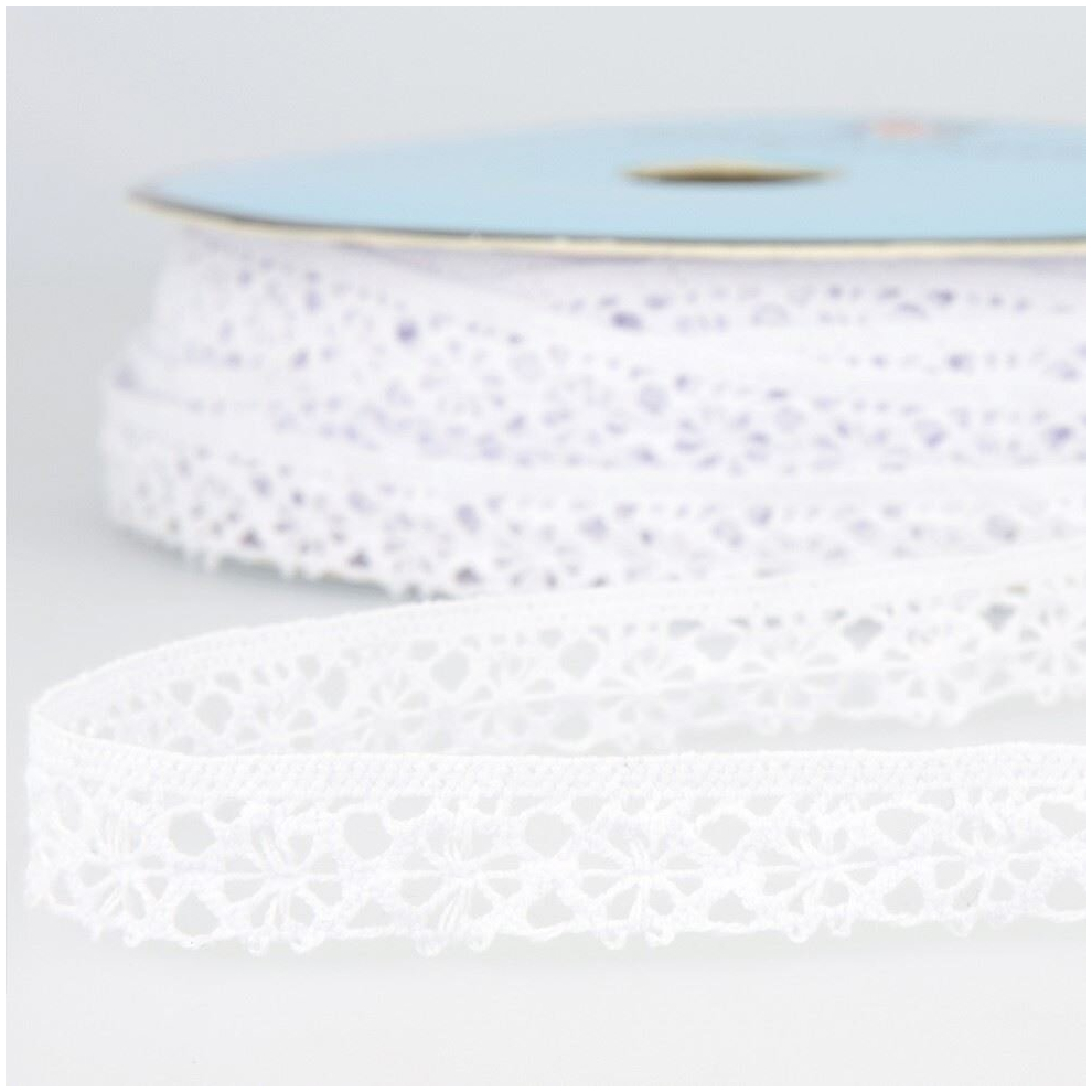 Stephanoise 25mm Coloured Lace Trim White - per metre
