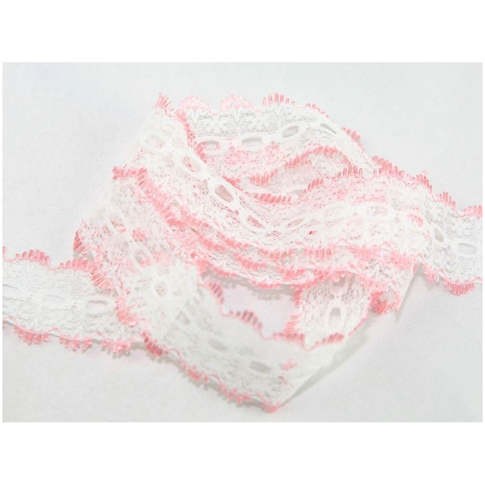 Essential Trimmings 30mm Eyelet Knitting in Lace Trim Pink - per metre