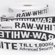 Stephanoise 25mm Jacquard Security Strap Webbing Tape Black on White - per metre