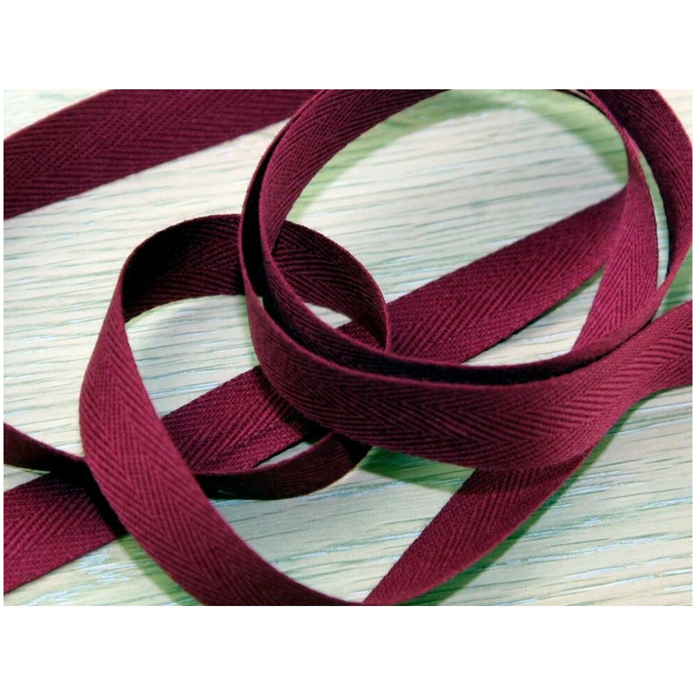 Prym 15Mm Strong Cotton Herringbone Tape Wine - Per Metre Red