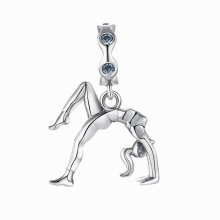 925 Sterling Silver Gymnast Dangle Charm Pendant Charms for Jewelry Making