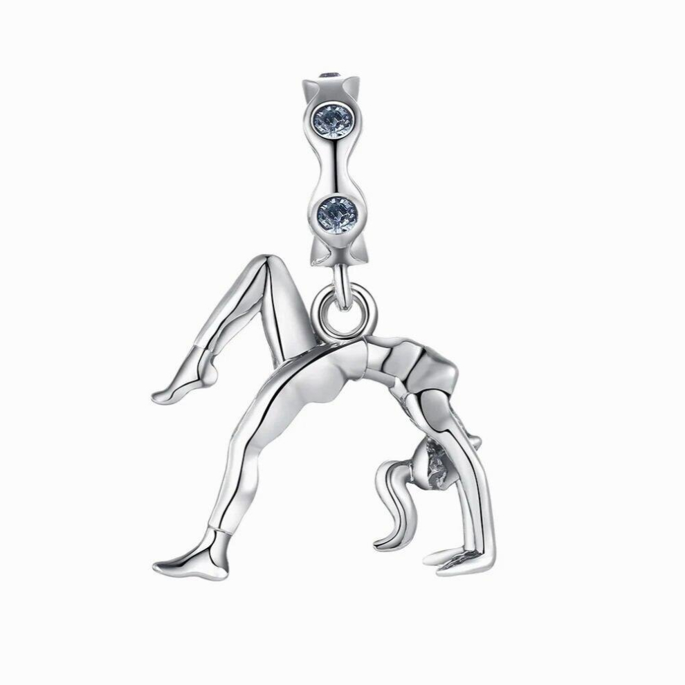 925 Sterling Silver Gymnast Dangle Charm Pendant Charms for Jewelry Making