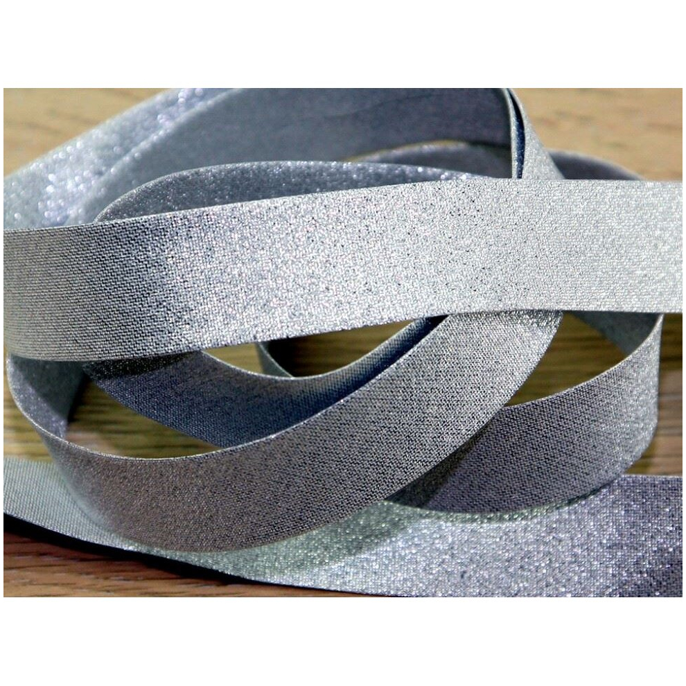 Prym 20Mm Lurex Bias Binding Tape Silver - Per Metre