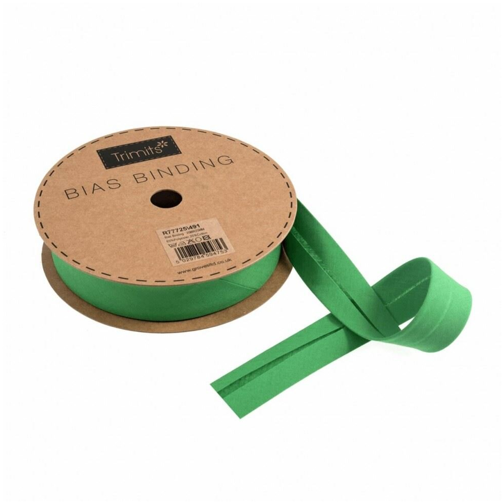 Essential Trimmings 25mm Polycotton Bias Binding Tape Emerald Green - per metre