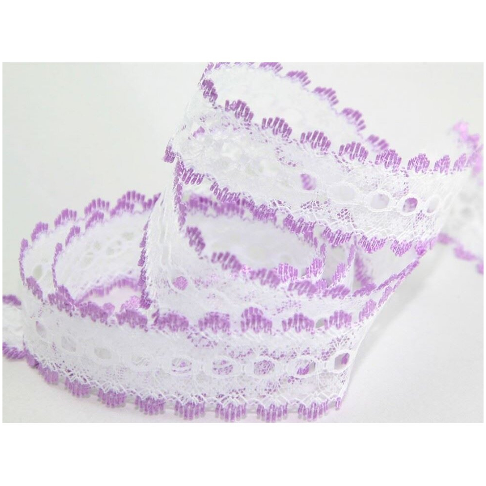 Essential Trimmings 30mm Eyelet Knitting in Lace Trim Lilac - per metre