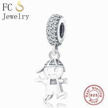 Jewelry Fit Charms Bracelet 925 Sterling Silver European Boy Mixed Zirconia Breloque Kralen Bead Berloque