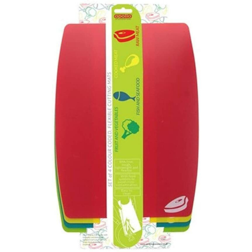 Set of 4 Flexible Chopping Board Plastic Food Cutting Worktop Large