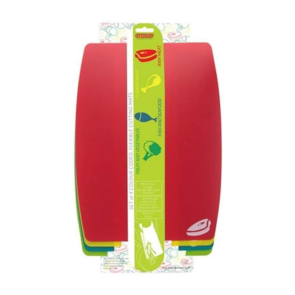 Set of 4 Flexible Chopping Board Plastic Food Cutting Worktop Large