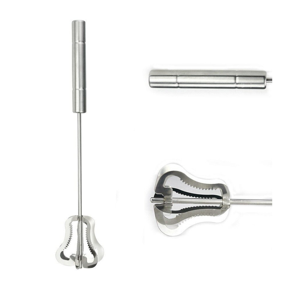 Push Action Rotating Whisk Steel Egg Beater Milk Frother Blending