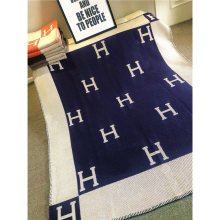 (Navy blue, 1400 grams) Wool Cashmere Throw Plaid Blankets Sofa Bedding Shawl Xmas Gift