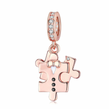 Jigsaw pendant rose plated European and American diy beaded bracelet S925 pure silver