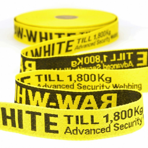 Stephanoise 25mm Jacquard Security Strap Webbing Tape Black/Yellow - per metre
