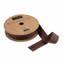 Essential Trimmings 25mm Polycotton Bias Binding Tape Dark Tan - per metre