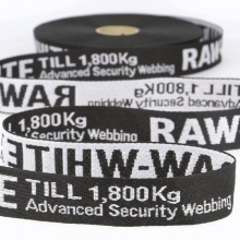 Stephanoise 25mm Jacquard Security Strap Webbing Tape White on Black - per metre