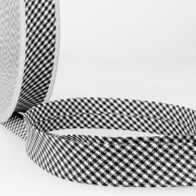 Stephanoise 20mm Gingham Bias Binding Tape Black - per metre