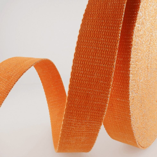 Stephanoise 30mm Metallic Sparkle Webbing Tape Orange - per metre