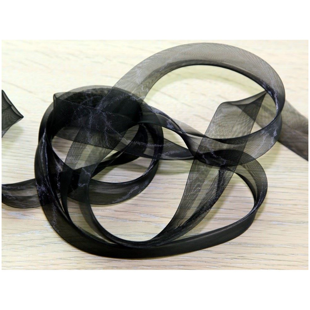 Prym 20Mm Organza Bias Binding Tape Black - Per Metre