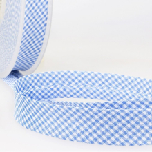 Stephanoise 30mm Gingham Bias Binding Tape Sky Blue - per metre