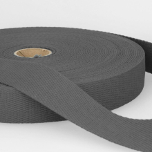 Stephanoise 40mm Cotton Webbing Grey Black - per metre