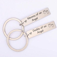 Baby Loss 1 Pair Keychain Mommy Of An Angel ,Daddy Of An Angel Childrens Memorial Gift
