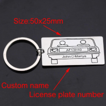 Stainless Steel Plate Number Couple Name Keychain Gift Creative Charm Boyfriend Gift Birthday Wishes