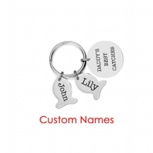 Names Fish Charms Keychain Personalized Fathers Gift DADDYS CATCHES Engraved Keyring Jewelry Accessories