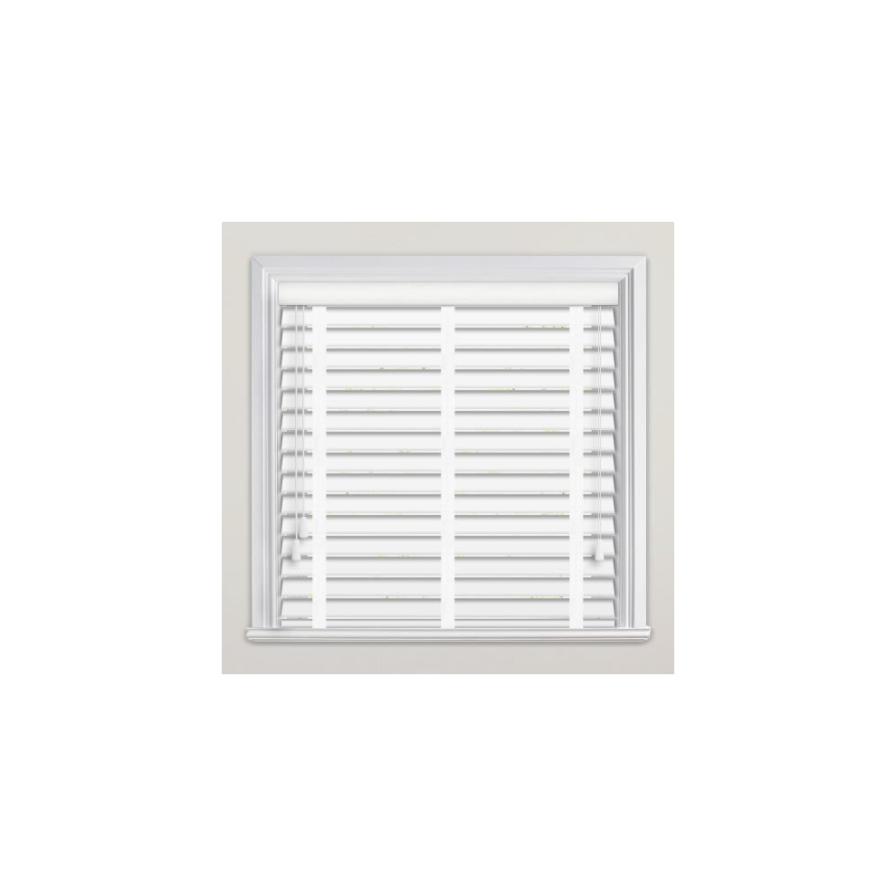 (195cm, 150cm) White Fauxwood 50mm Slats Venetian Tape Blinds