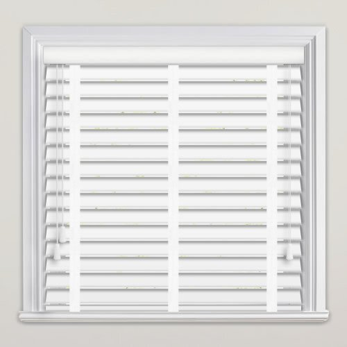 (180cm, 150cm) White Fauxwood 50mm Slats Venetian Tape Blinds