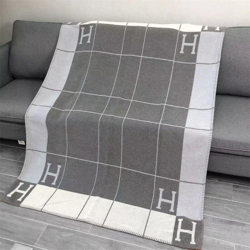 (Thickened stripe gray 1400g) Wool cashmere blanket striped bedding shawl Christmas gift