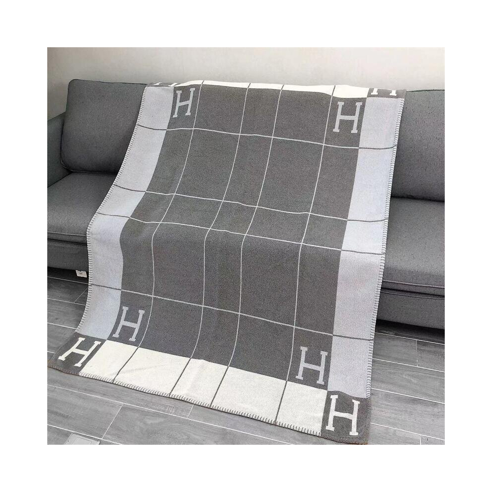 (Thickened stripe gray 1400g) Wool cashmere blanket striped bedding shawl Christmas gift