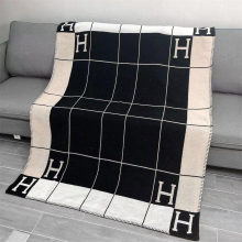 (Thickened stripe black 1400g) Wool cashmere blanket striped bedding shawl Christmas gift