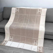 (Thickened striped khaki 1400g) Wool cashmere blanket striped bedding shawl Christmas gift