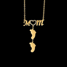 Feet Letter Necklace Name O-Chian Diamond Engrave Personalized Stianless Steel Pendant Creative For Lover Child Gift