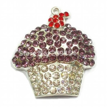 ( Choose First ) 40mm*38mm 10pcs/lot Cupcake Rhinestone Pendant For Necklace