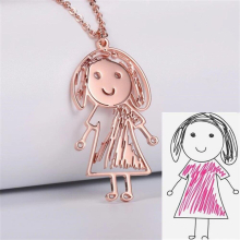 Fils Kids Drawing Necklace Pendant Stainless Stee Personalized Children Artwork Pendant for Kids Jewelry Birthday