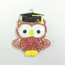 Newest ! 43MM*35MM 10pcs/lot Graduation Owl Rhinestone Pendants