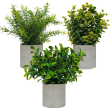 DANISCH 3 Sets Mini Potted Artificial Plants Indoors in Fake Plants Eucalyptus Faux Plants Rosemary Office Desk Kitchen Bedroom Garden Home Room Decor