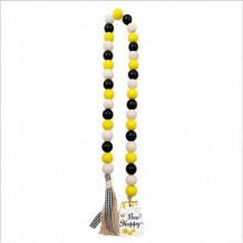 Wooden Bead Tassel String Twine Creative Bee Beaded Two-Color Wooden Bead English Tag Bedroom Wall Decoration Hanging