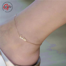 Goxijite Name Anklet For Women Girl Personalized Foot Nameplate Jewelry Stainless Steel Letter Ankle Bracelets Gift