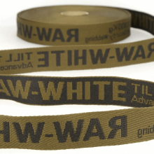 Stephanoise 25mm Jacquard Security Strap Webbing Tape Black on Khaki - per metre