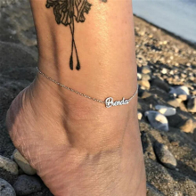 Lateefah Stainless Steel Name Anklet Personality Nameplate Leg Chain Bohemian Ankle Bracelet Boho Jewelry for Women Girls