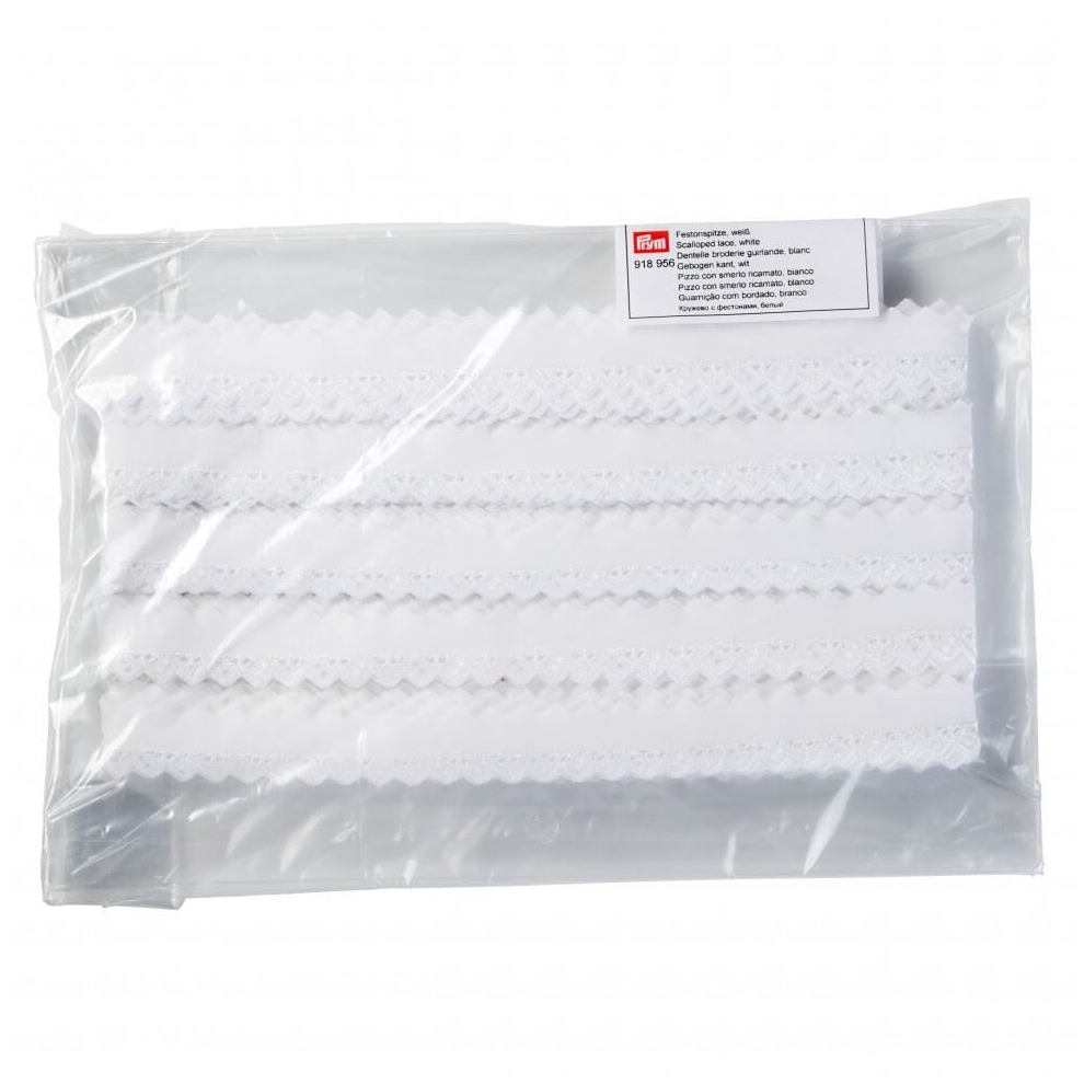 Prym 20mm Scalloped Lace Trim White - per metre