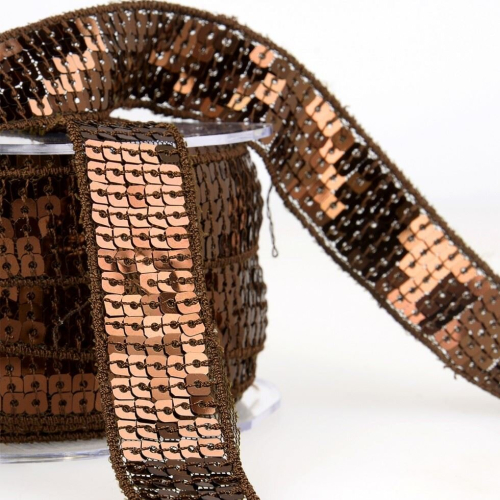 Stephanoise 20mm Sequin Trim Chocolate Brown - per metre