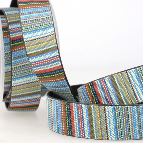 Stephanoise 9mm Faux Leather Lined Webbing Multi 8 - per metre
