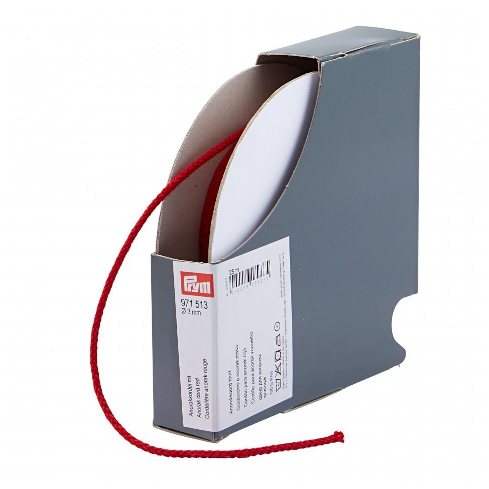 Prym 3Mm Round Anorak Cord Red - Per Metre