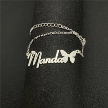 Butterfly Name Anklet Stainless Steel Cuban Chain Jewelry For Women Childrens Christmas Halloween Thanksgiving