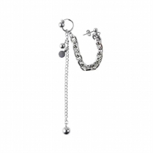 Punk Hip-Hop Silver Stud Earrings Unisex Long Tassel Bead Chain Earrings Girls Boys Party Piercing Ear Jewelry